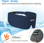 ALASKA BEAR Bluetooth Eye Mask and Sleep Headphone w/Thin Speakers, Comfortable Flat Earphones for Sound Therapy (Navy)