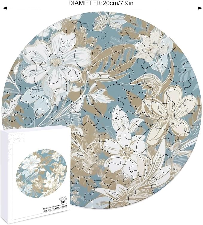 68 PCS Jigsaw Puzzle for Adults Personalized Picture Puzzle Light Peach Flowers Customized Wooden Puzzle for Family, Birthday, Wedding, Game Nights Gifts Animal Alien Shape Puzzle