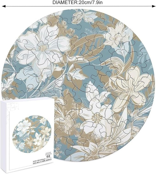 68 PCS Jigsaw Puzzle for Adults Personalized Picture Puzzle Light Peach Flowers Customized Wooden Puzzle for Family, Birthday, Wedding, Game Nights Gifts Animal Alien Shape Puzzle