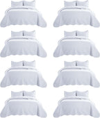 IR Imperial Rooms 8 Pack California King Quilt Bedding Set (118"x106") - Bulk Wholesale for Hotels, Guest Bedroom & Airbnbs - Lightweight Microfiber Reversible Embossed Quilts Bedspread (White)