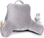 Clara Clark Reading Pillow for Kids & Teens with Shredded Memory Foam, Backrest Pillows for Reading, Watching, and Gaming, Use on Couch, Bed, or Floor, Adjustable Support, Washable Cover Grey Lavender