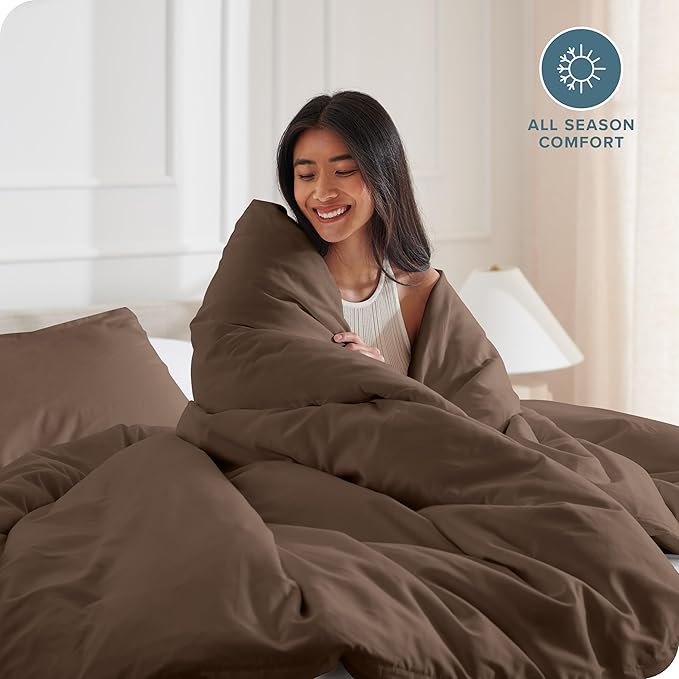 Bare Home Bedding Duvet Cover Extra Long Size - Premium 1800 Super Soft Collection - Lightweight, Cooling - Soft Breathable Bedding Duvet Cover (Twin/Twin XL, Cocoa)