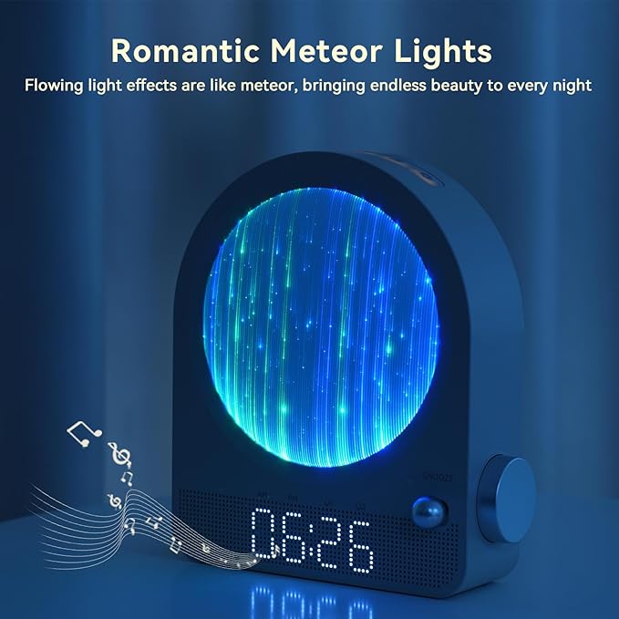 Vivilumens Sound Machine Alarm Clock, Gentle Sunrise Wake Up Light Alarm Clock for Heavy Sleepers Adults, Dimmable Night Light & RGB Meteors Lights Mode, 10 Natural Sounds, Great Gifts for Her