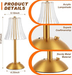 Liliful 12 Pcs Cordless Table Lamp Rechargeable Touch LED Small Gold Portable Battery Operated USB-c Desk Lamp 3 Color Dimmable for Bedroom Living Room Dining (Gold,Rose Style)