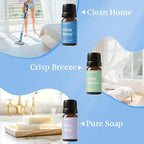 Diffuser Fragrance Oils, Aromtopia Essential Oils for Diffusers for Home, 6x10ml Fresh Home Set, Clean Scents for Candle Soap Making, Dryer Ball, Fresh Linen, Fresh Laundry, Crisp Breeze, Lemon