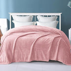Exclusivo Mezcla Fleece King Size Blanket for Bed, 90x104 Inches Soft Cozy Jacquard Flannel Blankets, Lightweight Fuzzy Plush Warm for Women, Pink