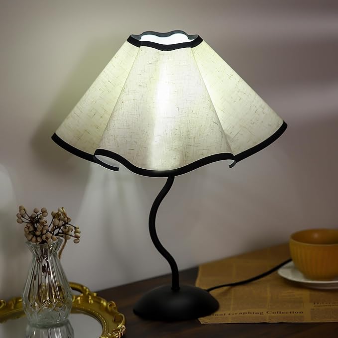 WSYEAR 3 Color Bedside Nightstand Lamp for Living Room and Bedroom - Traditional Tall Retro Desk Lamp with Black Base for Kids Reading