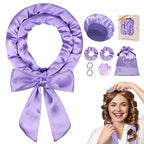Satin Heatless Hair Curler Curls Overnight Hair Curlers to Sleep in, Hair Curlers No Heat Curls Overnight, Heatless Curling Set for Women Long Hair - 8 Pcs (Purple)