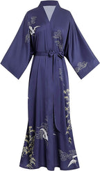 Aensso Long Soft Lightweight Silky Kimonos Robes for Women, Luxury Japanese Floral Womens Kimono Robe