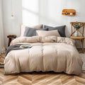 Luxlovery Khaki Comforter Set California King Cream Coffee Bedding Minimalist Taupe Color Cal King Dark Champagne Blanket Quilts Ultra Soft Breathable Comforter