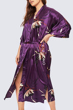 KIM+ONO Plus Size Luxury Kimono Robe for Women | Long Satin Floral Robe | Original Design | Removable Waist Tie Closure