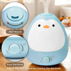 Earnest Living Baby 3-in-1 Cool Mist Humidifier with Essential Oil Diffuser + Nightlight, BPA Free Phenol Free Humidifier for Kids Bedroom, Nursery + Large Rooms, Whisper-Quiet, Auto Shut Off