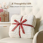Sherpa Fleece Adult Weighted Blanket Great for Sleep, 20 lbs Dual Sided Soft Fuzzy Heavy Blankets for Couch Bed Sofa, Cozy Warm Arched Jacquard Throw for Winter (Cream White, 60" x 80", 20 Pounds)