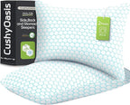 CushyOasis Shredded Memory Foam Pillow for Sleeping, Cooling Bed Pillows Set of 2, Adjustable Pillows for Side, Back, Stomach Sleepers with Washable Pillowcase (Standard Size, Blue)