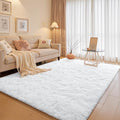 junovo 8x10 White Washable Area Rug for Girls Bedroom Living Room, Soft Non-Slip Fluffy Rugs, Shag Plush Memory Foam Carpet for Kids Room Baby Nursery Home Decor