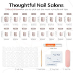 Modelones Cat Eye Press on Nails Short, Square Fake Nails, Reusable Nail Kit with Nail Glue Adhesive Tabs Mini Nail File, Nails Press Ons 32Pcs 16Sizes, Women Girl Gift