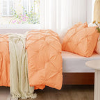 BEDELITE Apricot Twin Comforter Set - 2 Peices Boho Pintuck Bedding Comforter Sets, Lightweight Soft & Warm Twin Bedding Sets with 1 Pillowcase for All Season