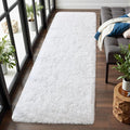 Macgace Fluffy Runner Rug, 2x6 White Washable Hallway Area Rugs for Bedroom Living Room Kitchen Laundry, Long Shag Rug with Non Slip Rubber Backing Fuzzy Entryway Carpet Modern Home Decor