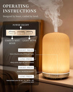 Onaboviva Essential Oil Diffuser -2.4MHz Ultrasonic Pink Ceramic Diffuser for Home,120ml, Pulse&Continuous Mist, Bright/Dim/Breathing Lighting, Waterless Auto-Off, Aromatherapy Diffuser with USB Cable