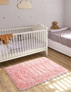 Macgace Small Throw Rugs for Bedroom, 2x3 Light Pink Mini Non-Slip Area Rug, Super Soft Plush Fluffy Carpet Modern Home Decor Aesthetic for Entryway Entrance Nursery Girls Room Dorm Office