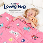 Kivik Cooling Weighted Blanket 5 Pounds, Breathable Small Weighted Blankets, Ultra Soft Heavy Throw for Relaxing & Sleeping, Machine Washable, 36 x 48 Inches, Cute Cat Printing, Pink