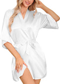 Lovasy Women's Satin Robes Silky Short Robe Lightweight Sleepwear Bride Bridesmaids Bathrobes Dressing Gowns Loungewear S-XXL
