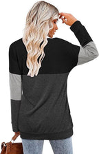 Magritta Women's Long Sleeve Leopard Color Block Tunic Comfy Crewneck T Shirt Tops Black XL