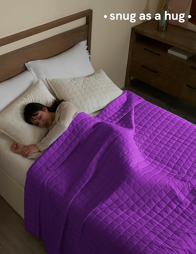 YnM Cotton King Size Weighted Blanket for Adults (88x104 Inches, 40 Pounds, Fuchsia Purple), Smallest Compartments, Heavy Blanket for Two Persons of 240~390lbs on Queen or King Bed