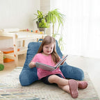 Clara Clark Reading Pillow for Kids & Teens with Shredded Memory Foam, Backrest Pillows for Reading, Watching, and Gaming, Use on Couch, Bed, Floor, Adjustable Support with Washable Cover Blue Heaven
