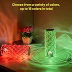 16 Colors Rose Rays Crystal Diamond Table Lamp, Touch Control Acrylic Column Light with Remote, Type-C Rechargeable, 360 Degree Transparent Shade for Bedroom Desk Décor (3, Large)