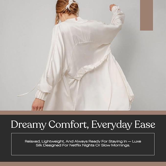 Lunya Washable Silk Robes for Women – Lightweight Short Robes with Pockets, Removable Belt & Interior Tie – Multiple Colors