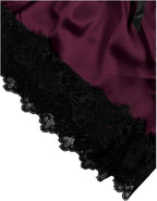 WDIRARA Women' Silk Satin Pajamas Set 4pcs Lingerie Floral Lace Cami Sleepwear with Robe