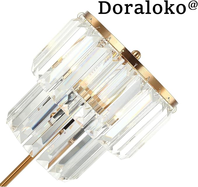 Bedside Lamp for Bedroom, Gold Crystal Table Lamp 18 Inches, Tiffany Clear Crystal Drops, USB Charging Port, E12 Socket, 6W LED Bulb Included, Golden Decorative Desk Light(1 Pack, Brass Finish)