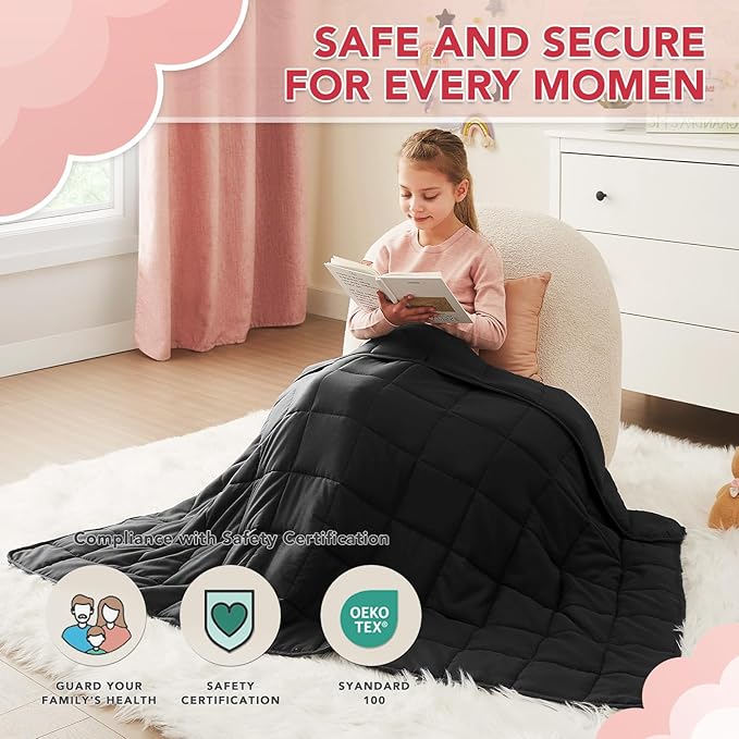 CuteKing Weighted Blanket (7lbs, 40"x 60", Grey) Heavy Blanket for 60-80lbs, Breathable Microfiber Material with Glass Beads All-Season Summer Fall Winter Soft Thick