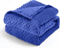 Wemore Minky Dot Weighted Blanket for Adults King Size 25 lbs, Soft Cozy Heavy Blanket for Bed and Couch, Breathable Blanket for All-Season with Glass Beads, Blue 80 x 87 inches