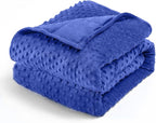 Wemore Minky Dot Weighted Blanket for Adults King Size 25 lbs, Soft Cozy Heavy Blanket for Bed and Couch, Breathable Blanket for All-Season with Glass Beads, Blue 80 x 87 inches