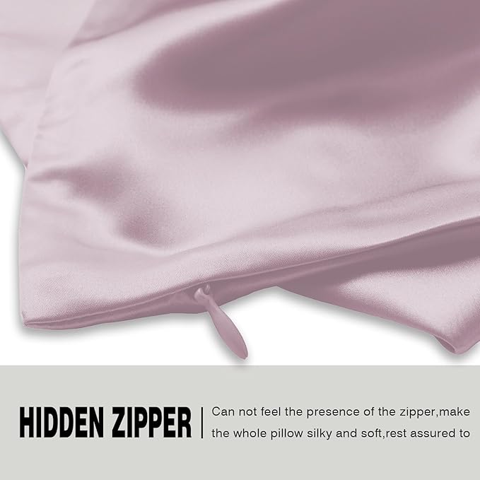 Natural Mulberry Silk Pillowcase for Hair and Skin Queen Size 20"X30" Pillow Case with Hidden Zipper Soft Breathable Smooth Cooling Silk Pillow Covers for Sleeping (Lavender,Queen,1Pcs)