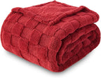 NEWCOSPLAY Super Soft Throw Blanket Red Premium Silky Flannel Fleece 3D Checkered Lightweight Bed Blanket All Season Use (Red Checkered, Throw(50"x70"))