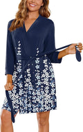 Ekouaer Women‘s Robes Lightweight 3/4 Sleeve Short Knit Bathrobe Soft Knee Length Sleepwear Robes with Pockets S-XXL
