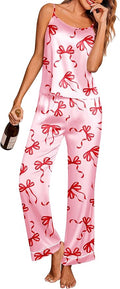 Ekouaer Women Silk Satin Pajamas Sleeveless Pjs Set 2 Piece Summer Loungewear Sleepwear with Pockets S-XXL