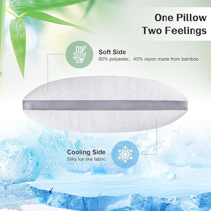 Meoflaw Cooling Pillows King Size Set of 2,Shredded Memory Foam Bed Pillows for Sleeping, Supportive Pillows for Back & Side Sleepers,Adjustable King Size with Removable Cover