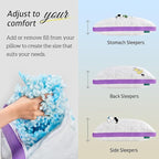 BETU Cooling Standard Pillow, Shredded Memory Foam Cool Pillow for Hot Sleepers, Adjustable Gel Firm Soft Support Bed Pillows Perfect for Neck Pain and Side Sleeping with Pillows Case Cover, Purple