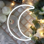 LED Cool White Moon Neon Light, Cute Neon Moon Sign,Christmas Room Decor Battery or USB Powered 5V Art LED Decorative Lights Night Lights Indoor for Home, Bedroom, Office,Dorm,Party (Cool White Moon)