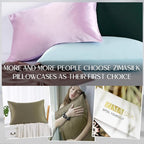 ZIMASILK 100% Pure Mulberry Silk Pillowcase for Hair and Skin Health,Soft and Smooth,Both Sides Premium Grade 6A Silk,600 Thread Count,with Hidden Zipper,1pc (Queen 20''x30'',Olive Grey)