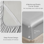 MR&HM Satin Bed Sheets, Full Size Sheets Set, 4 Pcs Silky Bedding Set with 15 Inches Deep Pocket for Mattress (Full, Silver Grey)