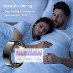 Ring Health Tracker for Women Men, Fitness Ring with Heart Rate,Blood Oxygen,Sleep Monitor,Calories, Step Counter, IP68 Waterproof Smart Ring for iPhone & Android, No Subscription Fee (Black, 9#)
