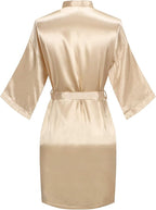 Women's Pure Color Satin Kimono Robe Short Bridesmaids Robe Dressing Gown