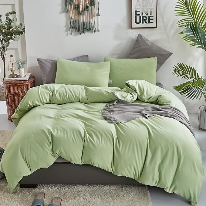 CLOTHKNOW Sage Green Queen Comforter Set Green Bedding Comforter Sets Soft Queen Comforter with 2 x Pillow Cases