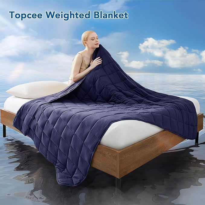 Topcee Weighted Blanket for Adults (25 lbs, 60" x 80") Queen Size Soft Cooling Heavy Blanket Sleeping, Apply to 240-260 lbs Body, Thick Breathable Blanket with Glass Bead, Easy Care