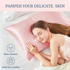 BEDELITE Satin Pillowcase for Hair and Skin, Super Soft and Cooling Similar to Silk Pillow Cases 2 Pack with Envelope Closure, Gift for Women Men(20"x40" King Size, Pink)